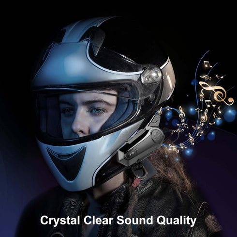 Motorcycle Bluetooth Headset E1 2 Riders Wireless Dirt Bike Helmet Intercom with CVC Noise Cancellation Stereo Music IPX6 Waterproof for Half/Open...