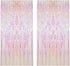 CCINEE 2pcs Metallic Foil Fringe Curtain Transparent Pink Backdrop Decorative Door Window Curtain for Birthday Party Baby Shower Wedding Decoratio...