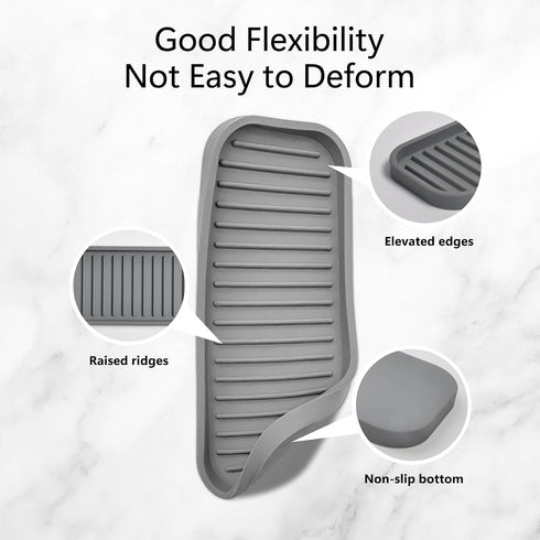 Mofason Silicone Soap Tray, Bathroom Kitchen Finishing Tray, Kitchen Sink with Soap Rack, Sponge Tray, Soap and Sponge Sink Organizer?Mist, 2 Pack...