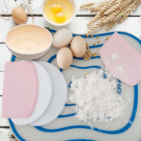 Dough Bowl Scraper Silicon Pastry Scrapers Home Kitchen Food Grade PE Backing Dough Blenders Hard Cutter for Cooking Bread Cake Mixing Pastry Doug...