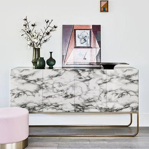 Decoroom Black and White Marble Contact Paper 17.7 in X 197 in, Waterproof Kitchen Countertop Peel and Stick Wallpaper, Self Adhesive Marble Conta...