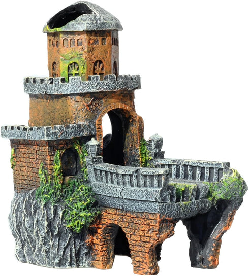 Aquarium Landscape Castle Fish Tank Ornament Creative Fish and Shrimp Dodge House Aquarium Grass Tank Landscape Decoration Ancient Architectural M...