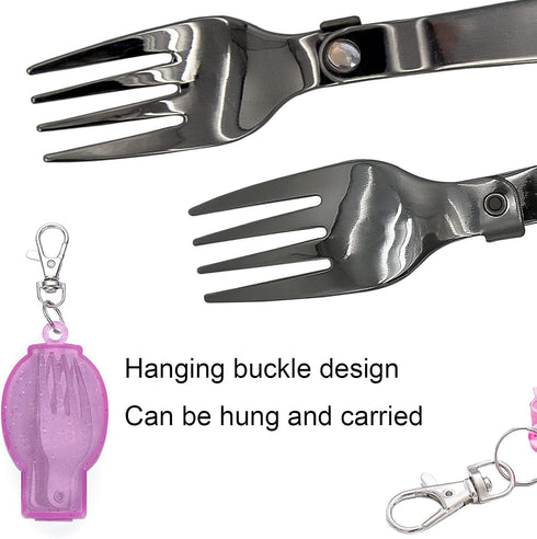 Acantha Foldable Fork and Spoon Set, Portable Folding Spoon and Fork Set with Two Plastic Storage Cases for Travel Camping Outdoors Picnic...