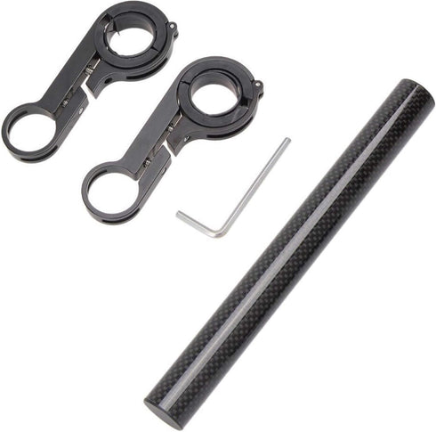 7.88” Bike Double Handlebar Extender Carbon Fiber Mount Holder for bicycle accessories Flashlight Lamp phone(red+black)...