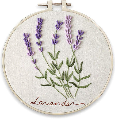 Embroidery Kit, Squirrel Lavender Flowers Garden Awesocrafts Full Range of Embroidery Starter Kits for Beginners Adults Kids DIY Handmade Easy Pat...