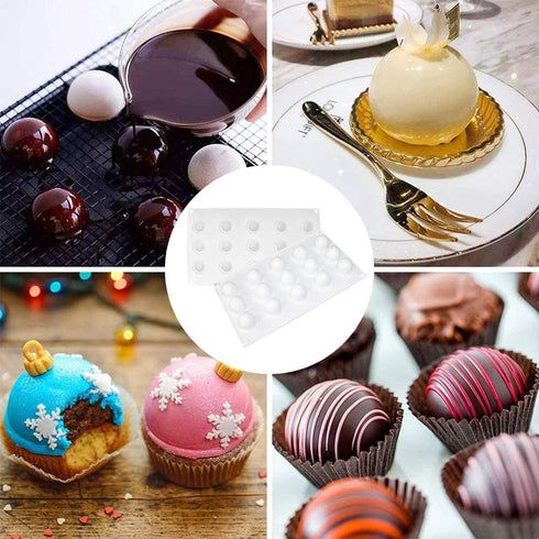 15-Cavity Sphere Design Silicone Mold,Baking Mold for Mousse Cake, Fondant Mold Silicone Mold for Baking Cakes, French Dessert Mold for Pastry Cho...