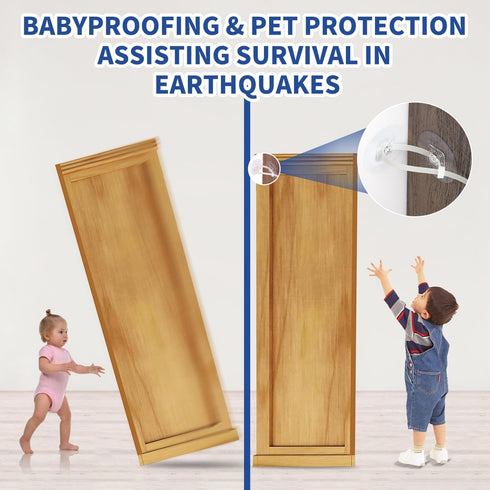 15 Pair Furniture Anchors for Baby Proofing, No Drill Upgraded Self-Adhesive Secure 168 Pound Furniture Prevent Falling Anti Tip Earthquake Straps...