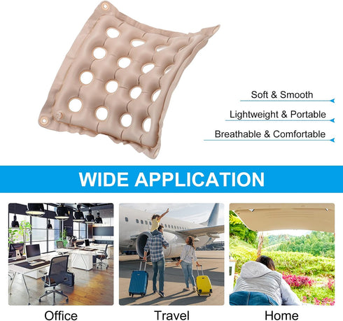 PATIKIL Inflatable Seat Cushion, 2 Pack Portable Air Seat Chair Cushions Breathable PVC Square Seat Pad for Home Wheelchairs Office Chairs, Pink G...