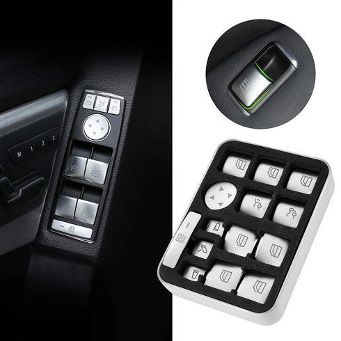 ALAVENTE Car Window Glass Lift Button Trim Cover Sticker for Mercedes Benz A/B/C(W204)/E(W212)/GLA/CLA/GLK/GL/ML/GLE Class (14 Pcs)...