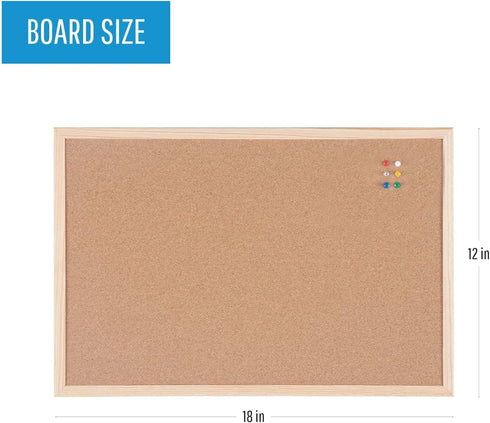 MasterVision Cork Push Pin Bulletin Board, 12" x 18", Pine Wood Frame, Wall Mount Kit Included (MC180012010)...