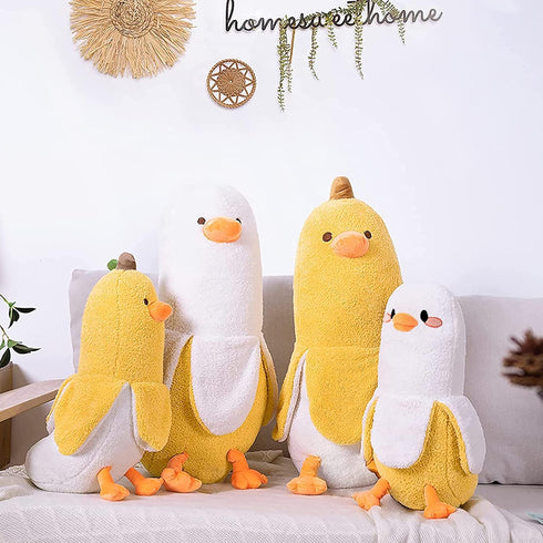 PEACH CAT Banana Duck Plush Pillow Duck Stuffed Animal Cute Banana Plushie for Girls and Boys White 19.7"...
