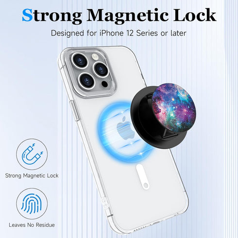 Compatible with MagSafe Phone Grip Socket, Magnetic Expanding Phone Stand iPhone Finger Holder Compatible with MagSafe Accessories, iPhone 15 14 1...