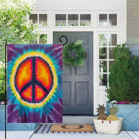 12X18 Garden Flag,Gesmatic Peace Garden Flag Christmas Garden Flag Abstract Peace Sign Design Tie Dye Garden Flag Décor Farmhouse Burlap Yard Outd...