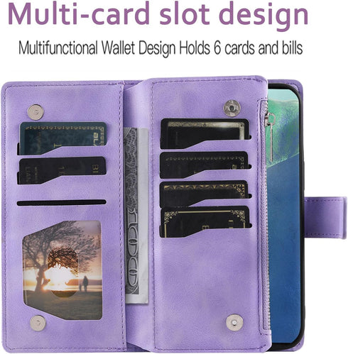 Asuwish Phone Case for Samsung Galaxy Note 20 5G Wallet Cover with Tempered Glass Screen Protector and Wrist Strap Mandala Flower Flip Zipper Card...