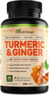 Turmeric and Ginger Supplement - Turmeric Curcumin Pills - with Apple Cider Vinegar & BioPerine Black Pepper - 95% Curcuminoids -120 Capsules...