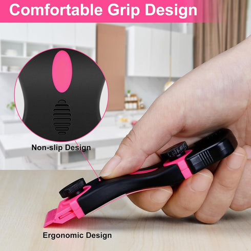 THINKWORK Razor Blade Scraper - Pink Razor Scraper Gift for Women, 2-in-1 Scraper Tool Set with 20Pcs Razor Blades for Removing Window Labels, Dec...