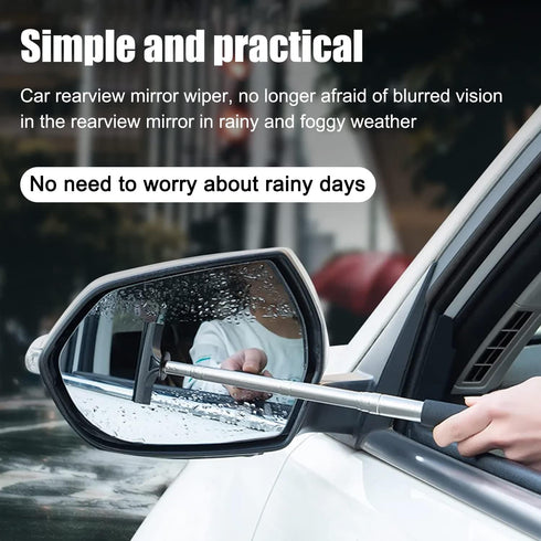 1PCS Rear-View Mirror Wiper - Squeegee Cleaning Tool Multipurpose 98cm/38.6inch Long HandleRetractable T-Plate Plate Rearview Mirror Wiper Dust Re...