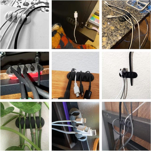 OHill Desk Cable Management Cord Organizer, 16 Pack White Self Adhesive Cord Holder Cable Clips, Ideal Cable Organizer Wire Keeper for Desk, Night...