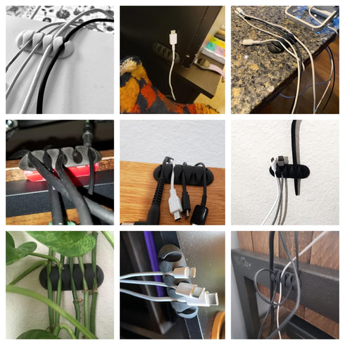 OHill Desk Cable Management Cord Organizer, 24 Pack Black Self Adhesive Cord Holder Cable Clips, Ideal Cable Organizer Wire Keeper for Desk, Night...