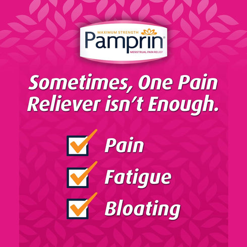 Pamprin Maximum Strength Max Formula, with Acetaminophen, Menstrual Period Symptoms Relief for Cramps, Headache, Pain and Bloating, 24 Caplets...