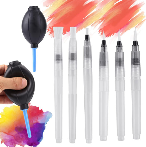 8 Pcs Alcohol Ink Blending Tool Set Including 6 Pcs Water Color Brush Pen 2Pcs Ink Air Blower for DIY Paint Tools Water Color Brush Pen Card Makin...
