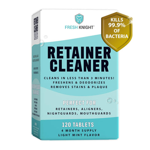 Retainer Cleaner, Denture Cleaner (120 Tablets) Removes Cloudiness, Brightens and Freshens Clear Aligners, Retainers, Night Guards, Mouth Guards, ...