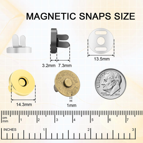 CooBigo 40 Sets Magnetic Button Snap 14mm Magnetic Closures Replacement Kit Magnetic Snaps for Purses and Totes Clothing Sewing Bag DIY Craft...