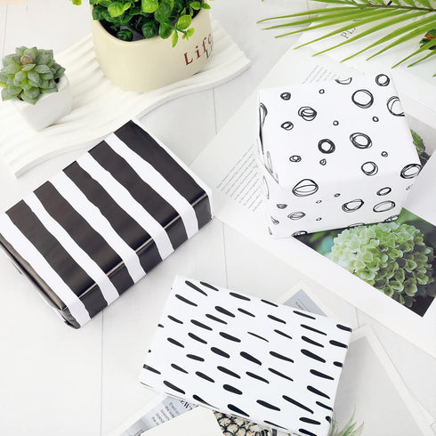 AnyDesign 12 Sheet Black White Wrapping Paper Minimalist Gift Wrap Paper Bulk Geometric Stripes Dots Art Craft Paper for Birthday Graduation DIY C...