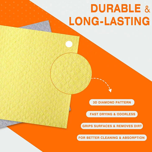 10PACK Swedish Dishcloths for Kitchen, Absorbent Cleaning rags for Washing dishes, Reusable Dish Towels for Cleaning House, Eco-Friendly Wash Clot...