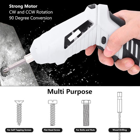 Electric Screwdriver, Cordless Screwdriver Set with 2Pcs Bits, Handheld Power Screwdriver for Drilling Repair, USB Rechargeable Drill Kit, Magneti...