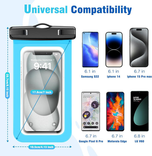 Waterproof Phone Pouch, 3 Pack Floatable Waterproof Phone Case for iPhone 14/15 Pro max, Samsung S22, Google Pixel 6 Pro, Motorola Edge, LG V60 Up...