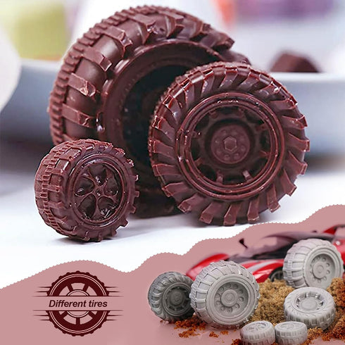 Set of 4Pcs 3D Round Tire Fondant Silicone Mold for Cake Decorating Sugarcraft Chocolate Jello Making Mold Clay Tool...