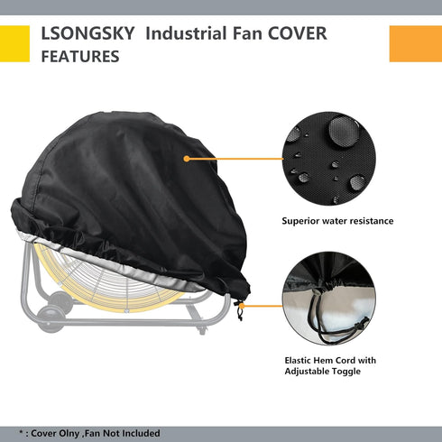 Industrial Fan Cover,Waterproof&Dustproof Cover Suitable for 24" High Velocity Movement Heavy Duty Drum Fan, Heavy Duty Outdoor Floor Fan Cover,Fi...