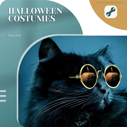 Dog Sunglasses Retro Pet Glasses Doll Glasses Classic Round Dog Glasses Metal Cat Puppy Eye Wear Hippie Costumes for Cats and Dogs, Photos Props C...