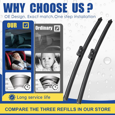 3 wipers Replacement For 2011 2012 2013 2014 2015 2016 2017 BMW X3, Windshield Wiper Blades Original Equipment Replacement - 26"+20"+13" (Set of 3...