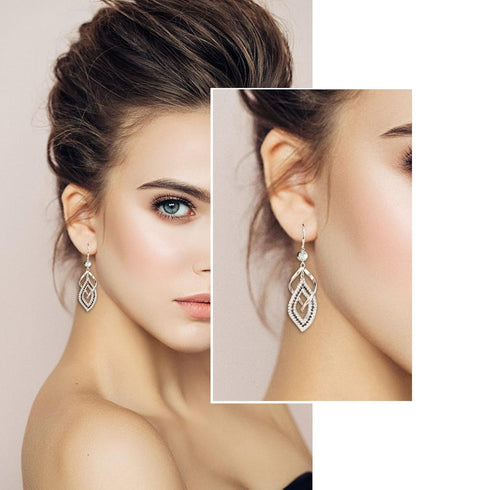 Dangle Earrings for Women, 925 Sterling Silver Handmade Linear Swirl Wire Bohemian Boho 14K Gold Diamonds Earrings Hypoallergenic Earrings Fashion...