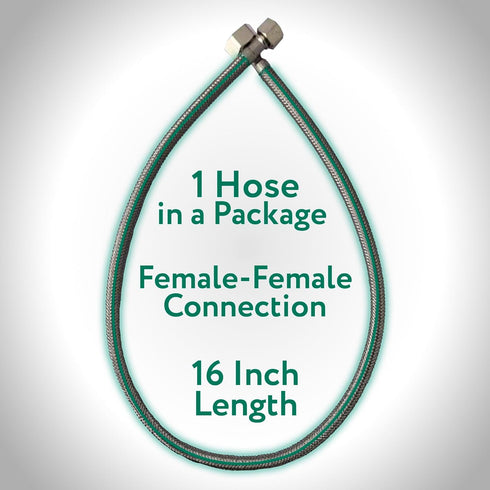 1Pc Faucet Connector Hose 16", Hose for Sink Faucet Stainless Steel Braided Faucet Supply Lines for Kitchen Bathroom, Brass Nuts Tips, 3/8' Female...