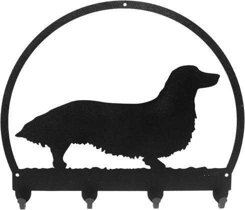 SWEN Products Long Hair Dachshund Metal Key Chain Hanger - Leash Holder...