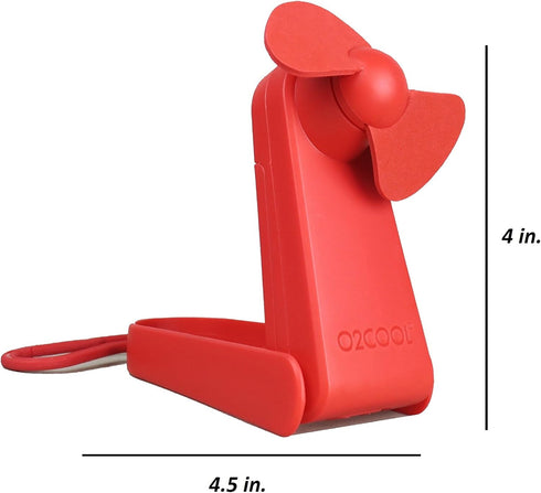 O2COOL Personal Battery Pocket and Table Desk Fan - Carabiner Clip - Flip Down Stand - Quiet - Foam Blades - Red...