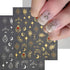 12 Sheets Star Nail Stickers for Nail Art 3D Self-Adhesive Nail Art Stickers Gold Silver Sun Moon Heart Nail Art Design Decoration Accessories for...