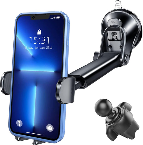 APPS2Car Suction Cup Phone Mount, Windshield/Dashboard/Air Vent Suction Car Phone Holder Mount with Sticky Gel Pad, Compatible with iPhone, Samsun...