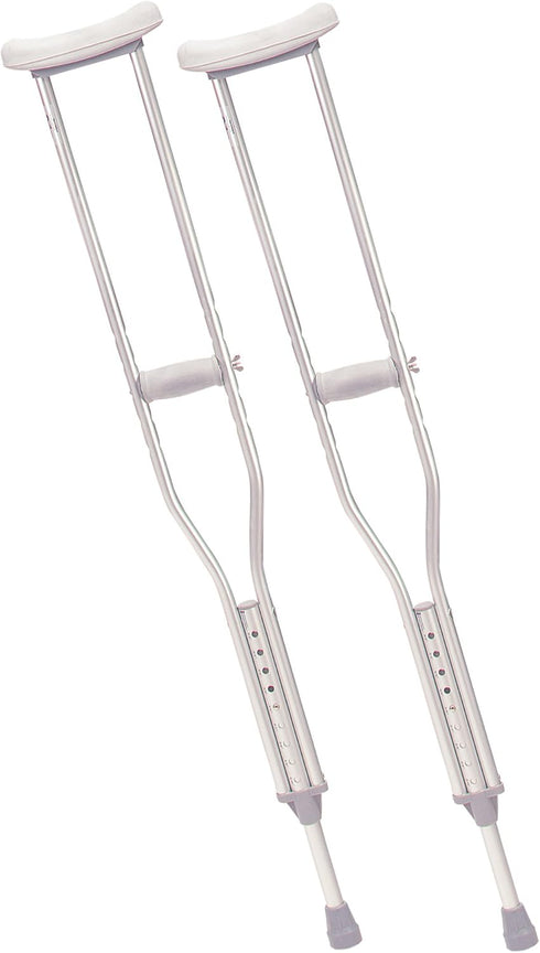Drive Medical Aluminum Crutch with Comfortable Underarm Pad and Handgrip, Gray, Adult...