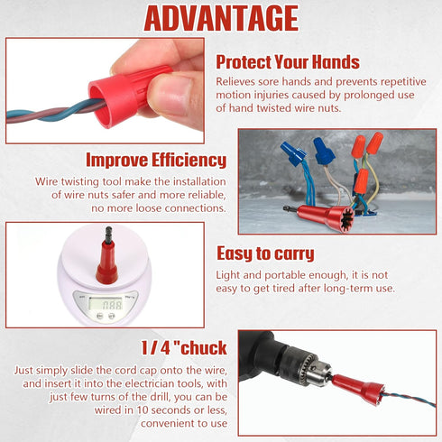1 Pack Wire Twisting Tool Wire Twister Electrician Tools Wire Connector Driver Wire Bending Tools with 1/4 Chuck for Man Drill and Wire (Red)...