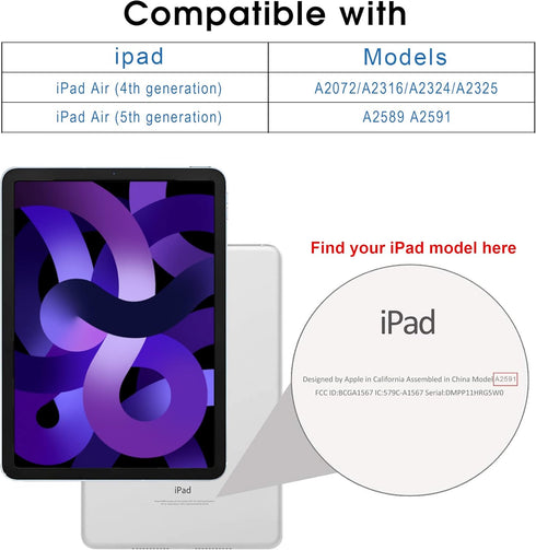Arae for iPad Air 6th Generation Case 11 inch 2024, iPad Air 5th / iPad Air 4th Generation case 10.9 inch, Trifold Kickstand Smart Cover Auto Wake...