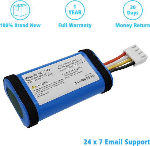 GSP-1S2P-F6D 4800mAh Battery Compatible with JBL Flip 6 Waterproof Bluetooth Speaker with Tools Battery Part NO Flip6 3.6V...