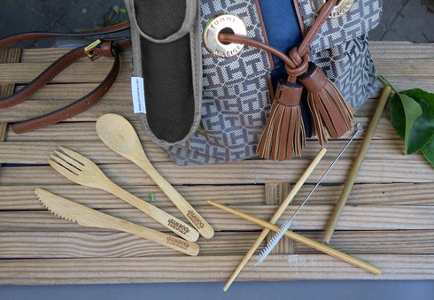 Travel Utensils with Case Set Fork, Knife, Spoon, Chopsticks, Straw, Straw-cleaning brush, Travel Pouch and Carabiner, Excellent For Everyday Use!...