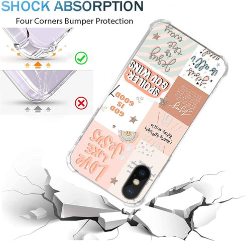 Boho Jesus Collage Phone Case Compatible with iPhone X/iPhone Xs, Christian Quote Collage Case for Girl Women Men, Unique Soft TPU Bumper Cover Ca...