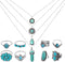 Turquoise Necklaces 12Pcs Turquoise Jewelry Set Include 4Pcs Turquoise Layered Necklaces 8Pcs Turquoise Stacking Knuckle Rings for Women (Silver)...