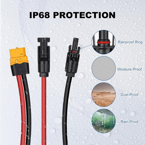 Solar to XT60 Adapter Cable Solar Extension Charge Cable for Power Stations Solar Generators (12FT 12AWG)......