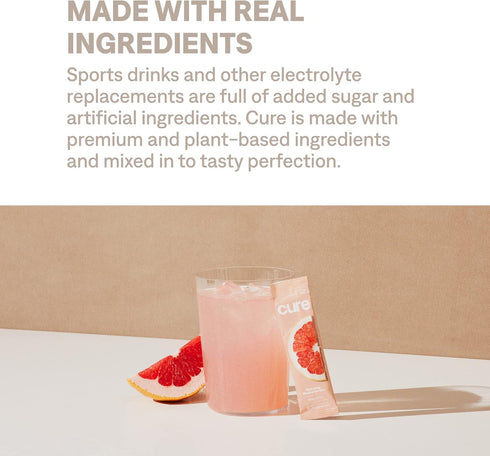 Cure Hydration Plant Based Electrolyte Mix | Powder for Dehydration Relief | Made with Coconut Water | No Added Sugar | Vegan | Paleo Friendly | P...